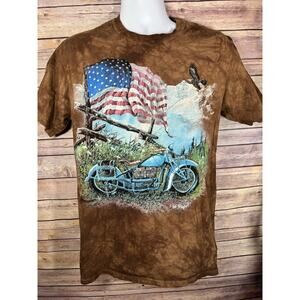 The Mountain Flag Motorcycle Harley Eagle Americana Tie‑Dye Shirt – Size Medium